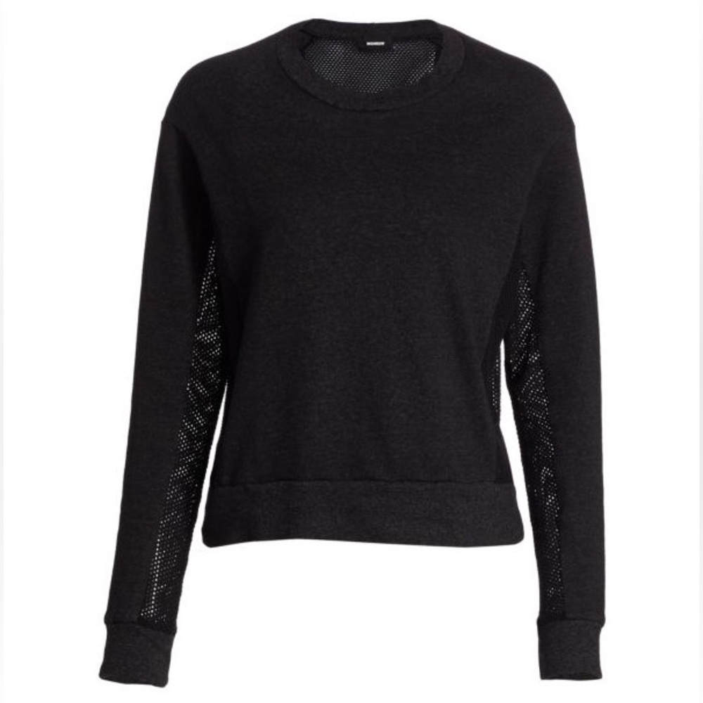 Monrow Mesh Mix Sweatshirt in Black - Size M